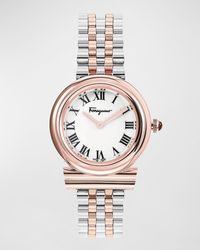 Ferragamo - Gancini Watch With Bracelet Strap, Rose Gold/stainless Steel - Lyst