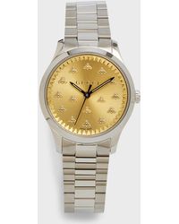 Gucci - G Timeless Multibee Golden Stainless Steel Bracelet Watch - Lyst