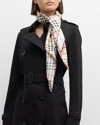 Burberry - Check Silk Square Scarf - Lyst