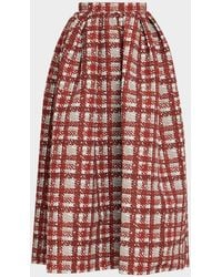 Oscar de la Renta - Textured Plaid-Print Pleated Midi Circle Skirt - Lyst