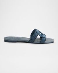 Jonathan Simkhai - Raffia Monogram Flat Slide Sandals - Lyst
