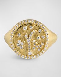 Tanya Farah - 18k Yellow Gold Diamond Tree Of Life Signet Ring, Size 6.5 - Lyst