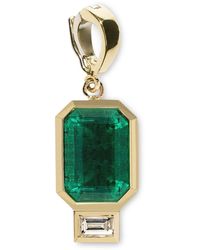 Azlee - 18k Emerald And Baguette Diamond Charm - Lyst