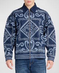Dolce & Gabbana - Denim Bandana Logo-Print Jacket - Lyst