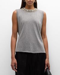 Cinq À Sept - Brielle Faux-pearl Necklace Embellished T-shirt - Lyst