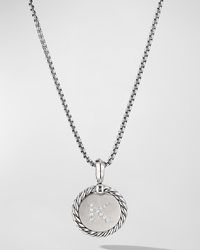David Yurman - Initial K Cable Collectibles Charm Necklace With Diamonds In Silver, 18mm, 16-18"l - Lyst