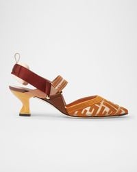 Fendi - 55Mm Colibri Ff Mesh Pointed-Toe Slingback Pumps - Lyst