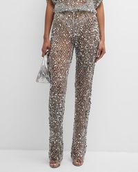 LAPOINTE - Sequined Net Mesh Straight-leg Pants - Lyst
