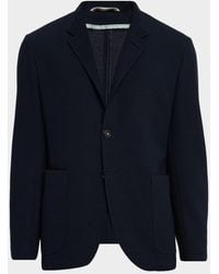 Canali - Apos;S Wool And Cotton Jersey Textured Blazer - Lyst