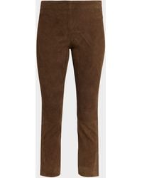 Vince - Stretch-Suede Split Hem Crop Pants - Lyst