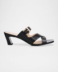 Stuart Weitzman - 50Mm Sai Leather Slide Sandals - Lyst