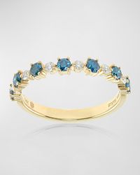 Stevie Wren - 14k Gold Flowerette Blue Diamond Stack Ring - Lyst