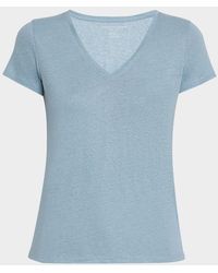 Majestic Filatures - V-Neck Short-Sleeve Stretch Linen T-Shirt - Lyst