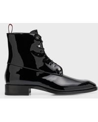 Christian Louboutin - Chambeliboot Night Strass Patent Leather Piercing Lace-Up Boots - Lyst