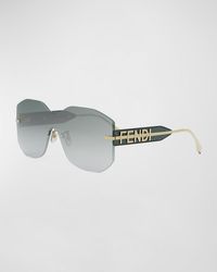 Fendi - Graphy Rimless Geometric Nylon & Metal Shield Sunglasses - Lyst