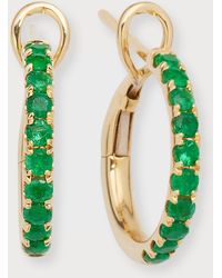 Frederic Sage - 18k Gold & Emerald Polished Inner Hoop Earrings - Lyst