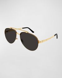 Cartier - Double-bridge Metal Aviator Sunglasses - Lyst