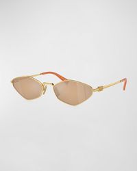 Miu Miu - Mirrored Geometric Metal & Plastic Oval Sunglasses - Lyst