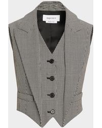 McQueen - Upturned Lapel Single-Breasted Houndstooth Vest - Lyst