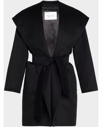 Max Mara - Rialto Camel Hair Belted Short Hooded Coat - Lyst