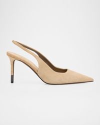 Brunello Cucinelli - 100Mm Suede Monili-Heel Slingback Pumps - Lyst