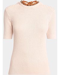 Dries Van Noten - Tonia Beaded Short-Sleeve Low-Back Sweater - Lyst