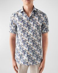 Eton - Contemporary Fit Palm Print Linen Short-Sleeve Shirt - Lyst