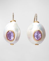 Lizzie Fortunato - Pablo 24k Gold Plated Baroque Pearl And Blue Topaz Drop Earrings - Lyst