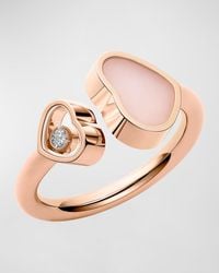 Chopard - Happy Hearts 18k Rose Gold Pink Opal & Diamond Ring - Lyst