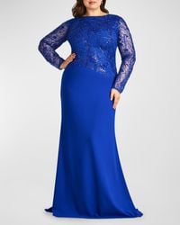 Tadashi Shoji - Plus Size Sequin Embroidered Crepe Trumpet Gown - Lyst