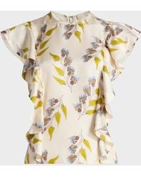 Ulla Johnson - Botanical Ruffled Silk Top - Lyst
