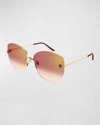 Cartier - Gradient Panther Metal Butterfly Sunglasses - Lyst