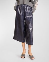 Loewe - Cropped Leather Trousers With Anagram Detail - Lyst