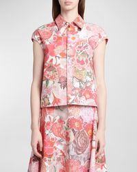 Marni - Floral-Print Cap-Sleeve Boxy Shirt - Lyst