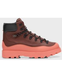 Moncler - X Palm Angels Peka Water-Repellent Leather Hiking Boots - Lyst