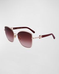 Ferragamo - Embellished Gancini Metal Cat-Eye Sunglasses - Lyst