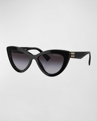 Miu Miu - Vertical Logo Acetate & Plastic Cat-Eye Sunglasses - Lyst