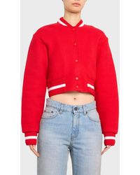 Givenchy - Logo-Embroidered Crop Wool Bomber Varsity Jacket - Lyst
