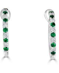 Frederic Sage - 18k White Gold Diamond And Emerald Hoop Earrings - Lyst