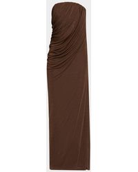Anna Quan Aelin Strapless Brocade Midi Dress in White | Lyst