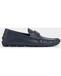 Gucci - Apos;S Leather Moc-Toe Drivers - Lyst