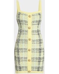 Balmain - Buttoned Paillette Check Knit Mini Dress - Lyst
