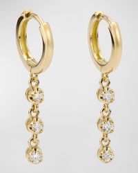 Jennifer Meyer - Small Huggie Earrings With 3 Illusion Set Diamond Drops - Lyst