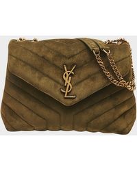 Saint Laurent - Loulou Small Ysl Shoulder Bag In Quilted Suede - Lyst