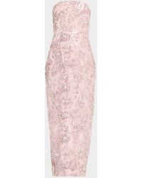 MILLY - Jasmine Strapless Beaded Column Gown - Lyst