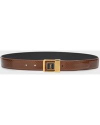 Saint Laurent - Ysl Python Leather Belt - Lyst