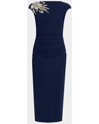 La Petite Robe Di Chiara Boni - Rhinestone Flower-Embellished Midi Dress - Lyst
