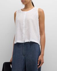 Eileen Fisher - Grid Organic Cotton Voile Boxy Shirt - Lyst