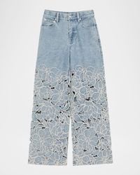 Jonathan Simkhai - Betty Floral Embroidered Straight-Leg Jeans - Lyst