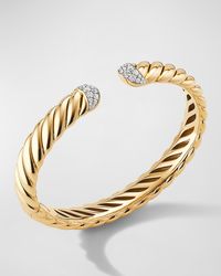 David Yurman - Sculpted Cable Bracelet With Diamonds In 18k Gold, 10mm, Size S - Lyst